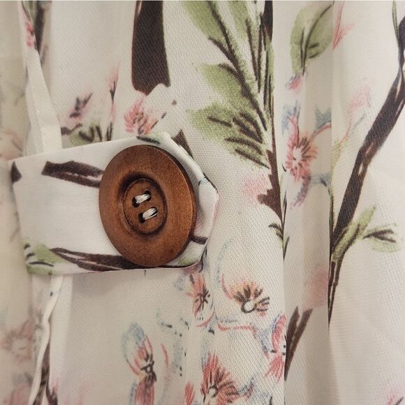 Dressfo 12 White Floral Print Shortsleeves Women's Opened Cardigan - Picture 13 of 13